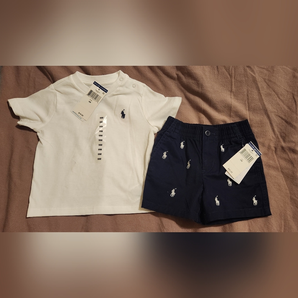 Polo by Ralph Lauren Kids White Tee and Navy Shorts